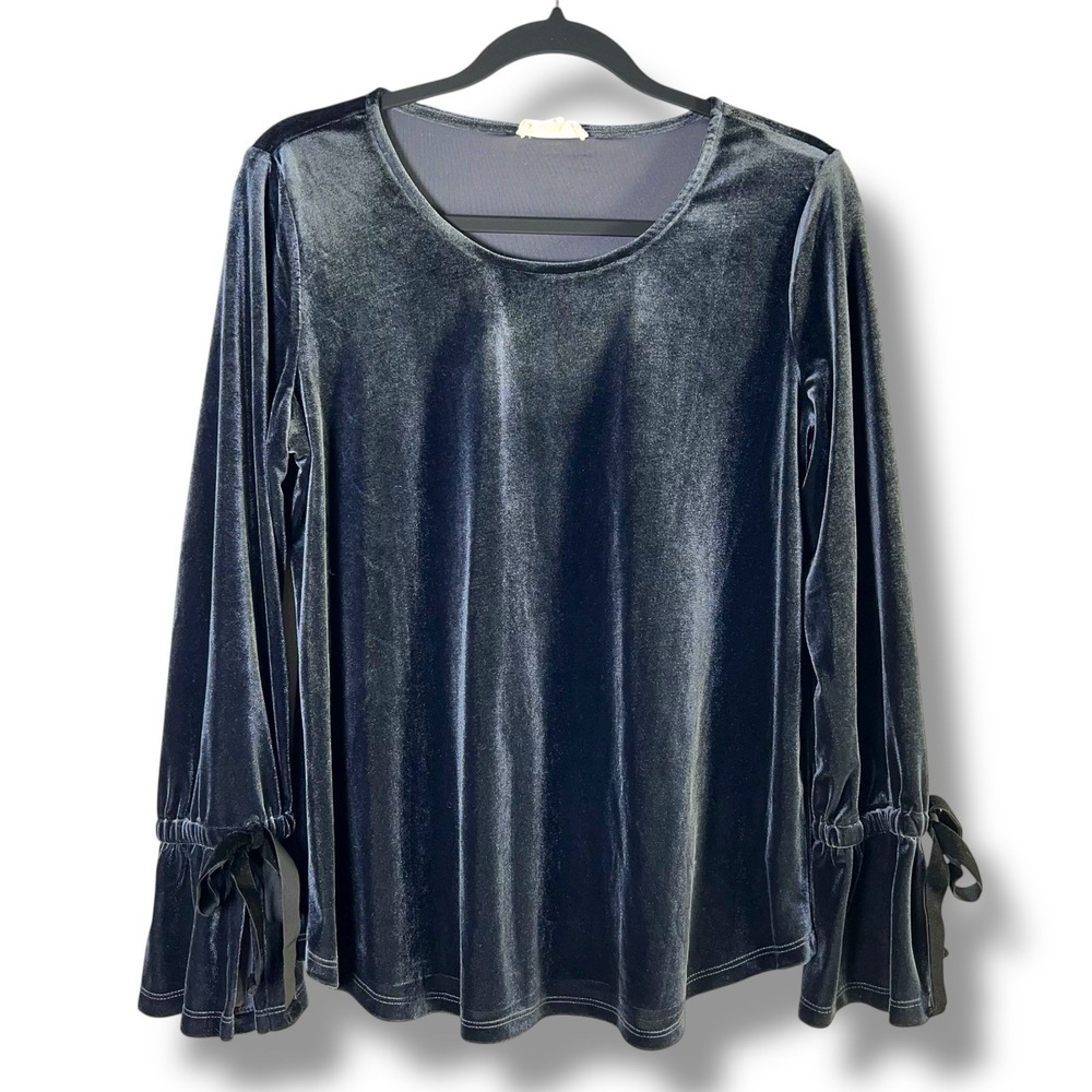 Pleione Sz Small Crushed Velvet Bell Sleeve Top Regencycore Whimsygoth Boho‎